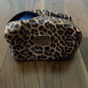 Cheetah Cosmetics Toiletry Makeup Case Travel Bag  Animal Print Tan/Black